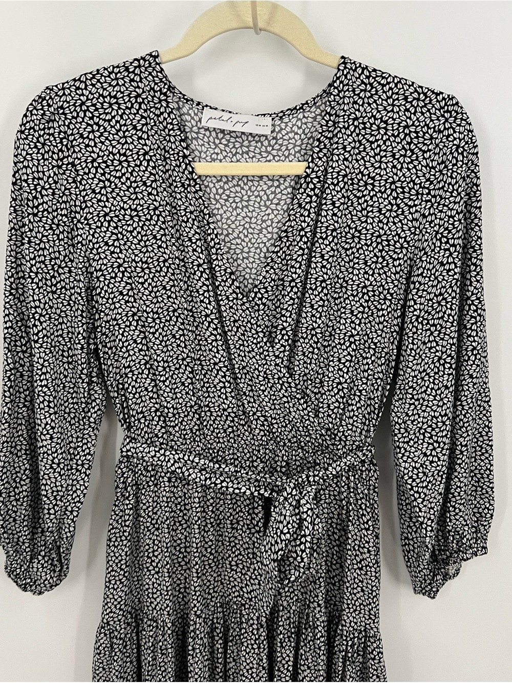 Petal & Pup Hadyn Black and White Faux Wrap Maxi Dress - Picture 5 of 15